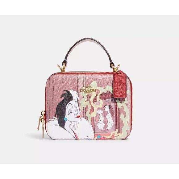 SOLD OUT Disney x Coach Box Crossbody Bag in Cruella from 101 Dalmatians - Picture 1 of 6